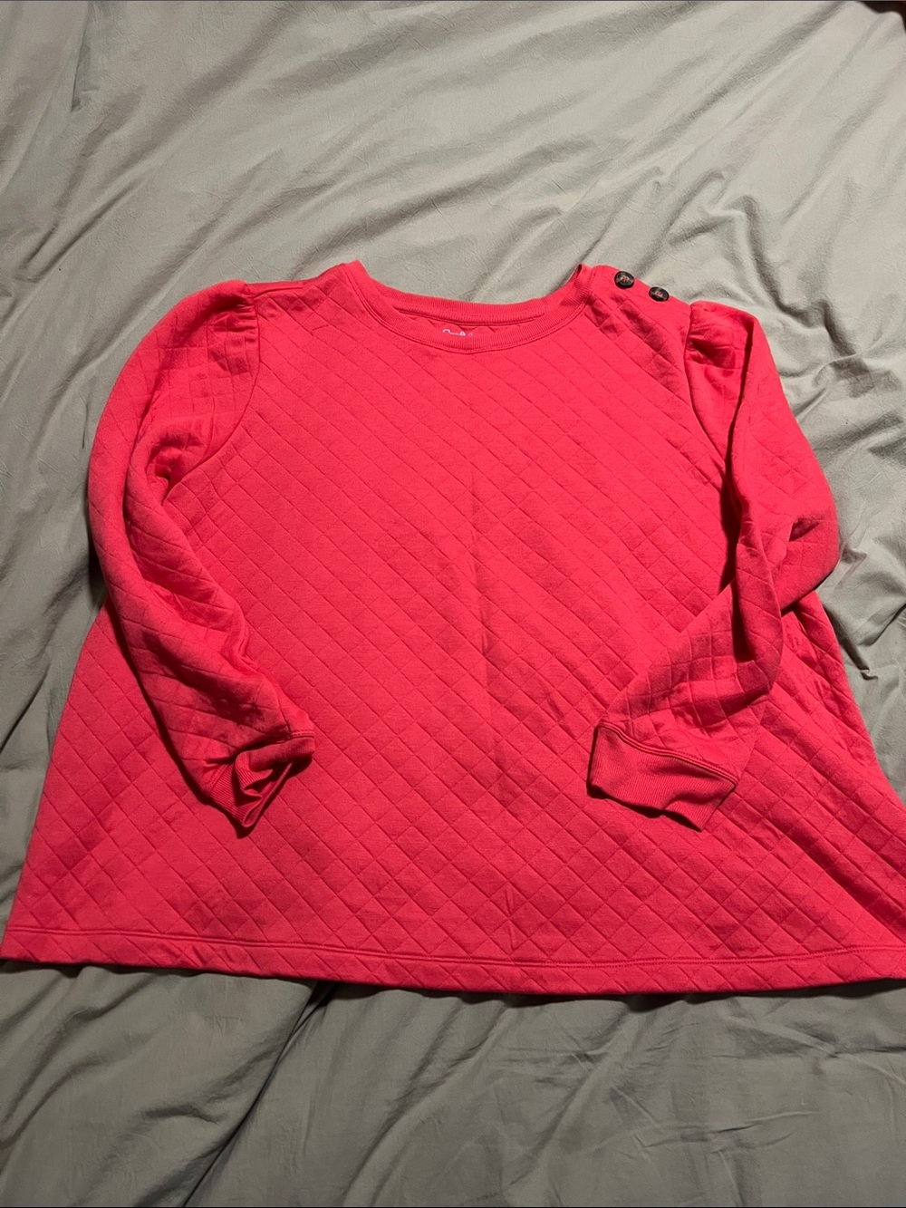 croft & barrow Red Quilted Button-Shoulder Pullover